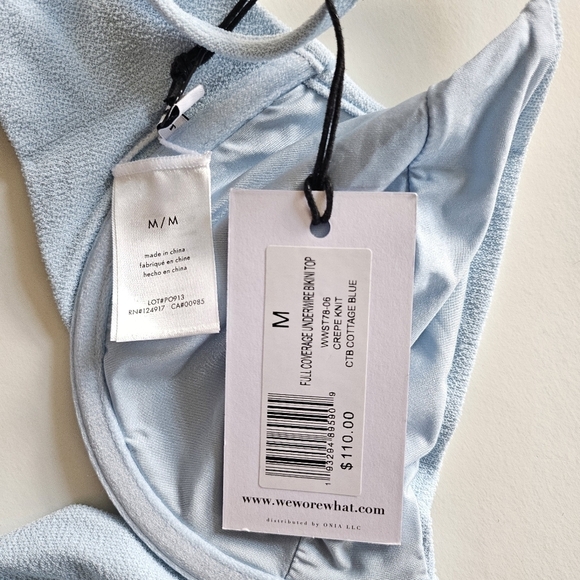 New WeWoreWhat Full Coverage Underwire Cottage Blue Bikini Top NWT Medium - Picture 10 of 10
